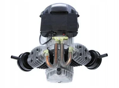 A product shot of an air compressor unit on a white background.