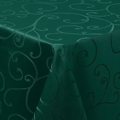 Obrázek produktu pro Obdélníkový polyesterový ubrus 140 x 180 cm, tmavě zelený, žakárový