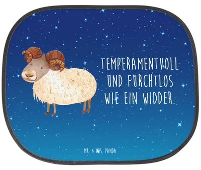 Produktbild von Mr. & Mrs. Panda Sonnenschutz Auto Sternzeichen Widder - Sternenhimmel Blau - Geschenk, Autosonnenschutz, Autoscheibe, Geburtstag April, Sonnenblende, Bock, März