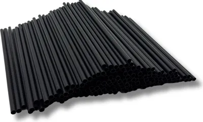 Produktbild von Mehrweg-Cocktail Trinkhalme, PP, gerade, schwarz 150x7mm