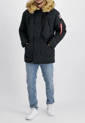 Produktbild von Alpha Industries Winterjacke mit Kunstfellkapuze und Reißverschlussdetails Größe: XXL