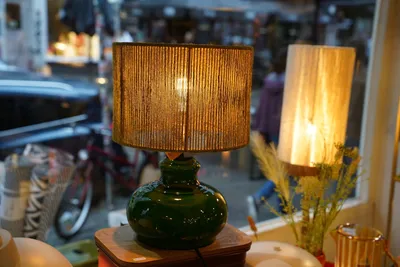 Produktbild von Retro Deko Beistelltisch Lampe Stehleuchte mit Tauseil Schirm Zylinder
