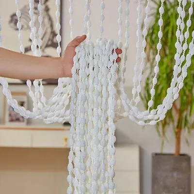 Image de Unyqoos® Rideau anti-moustiques 100 x 200 cm – Rideau de porte en polyester avec effet perles et fils argentés, protection contre les insectes, semi-transparent, découpable, pièce unique