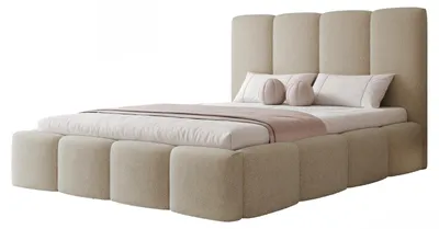 Produktbild von Polsterbett LANDARE 180x200 Beige Velours mit Bettkasten & Lattenrost