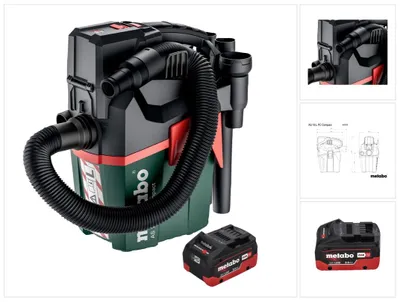 Produktbild von Metabo AS 18 L PC Compact Akku Sauger 18 V 6 l IPX4 Staubklasse L Nass und Trocken + 1x Akku 8,0 Ah - ohne Ladegerät