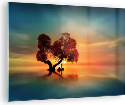Produktbild von Bilder auf glas - See Natur Nacht - 70x50cm - Glasbilder - Wandbilder - Kunstdruck - zum Aufhängen bereit - Wanddekoration aus Glas - Glas Bilder - Wandbild auf Glas - Einteilig - GAA70x50-3458