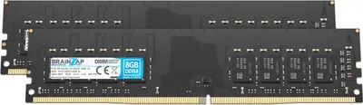 Immagine prodotto di BRAINZAP 16GB (2x8GB) DDR4 2400MHz PC4-2400T-UBB-10, modulo di memoria DIMM, CL17, 1Rx8, 1.2V, non bufferizzato, non ECC, RAM per computer desktop