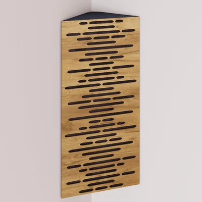 Immagine prodotto di Confezione da 2 – Trappola acustica angolare stretta con rivestimento in velluto | 50x23x10 cm | Riflessione - Isolamento acustico | [WAVE - Rovere | Marrone]