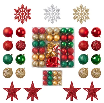 Productafbeelding van Kerstballen, kerstdecoratie, rode decoratieset, 50 stuks
