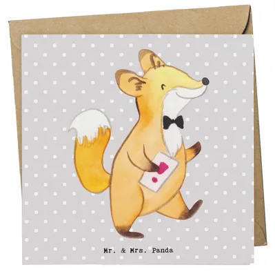 Produktbild von Mr. & Mrs. Panda Glückwunschkarte Unternehmensberater Herz - Grau Pastell - Geschenk, Klappkarte, doppelkarte, Grußkarte, faltkarte, anlasskarte