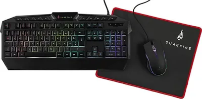 Produktbild von SureFire 48825, Kabelgebunden, USB, Membran Key Switch, QWERTZ, RGB-LED, Schwarz