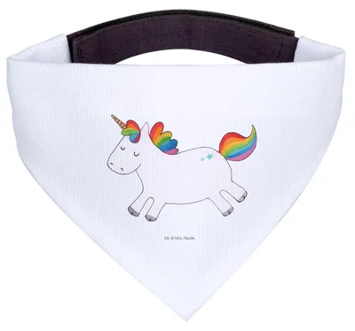 Produktbild von Mr. & Mrs. Panda Halstuch Für Hunde Einhorn Happy - Weiß - Geschenk, Unicorn, Hund, Einhörner, Spannend, Tuch, Lebensfreude, Hundehalstuch, Spaß