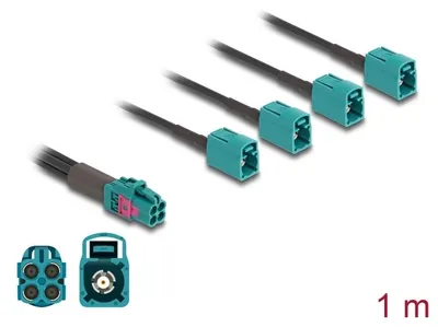 Produktbild von DELOCK Kabel Mini FAKRA Z Buchse quad zu 4 x FAKRA Z BU Atyp