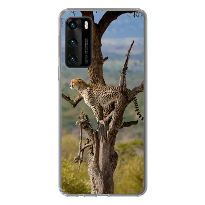 Produktbild von MuchoWow® Handyhülle Schutzhülle Hülle für Huawei P40 Leopard - Baum - Tier Silikon Softcase Handy Hülle - Handytasche