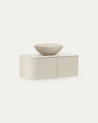 Produktbild von Badezimmermöbel Salaya 45 x 90 x 35 cm MDF Eschenfurnier Weiß