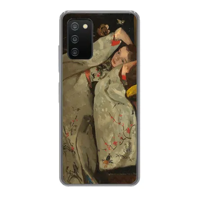 Produktbild von MuchoWow® Handyhülle Schutzhülle Hülle für Samsung Galaxy A03s Mädchen im weißen Kimono - Gemälde von George Hendrik Breitner Silikon Softcase Handy Hülle - Schutz