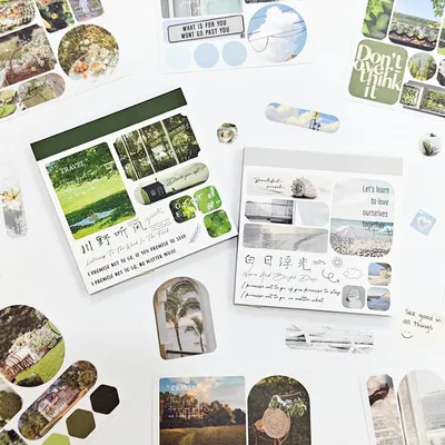 Produktbild von Scrapbook Sticker Set 80 Stück, Landschaft, Washi Papier, für Scrapbooking