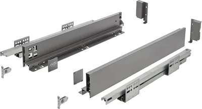 Produktbild von GTV Schubladensystem AXIS PRO, Schubkastengarnitur mit Vollauszug, Anthrazit, Belastbarkeit bis 40 kg, Push to Open mit Synchronisation, den Freien Zugang, Breite: 450 mm, Höhe: 69 mm