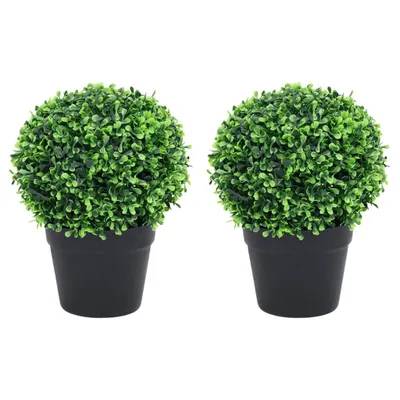 Produktbild von Künstliche Buchsbäume 2 Stk. mit Topf Kugelform Grün 32 cm