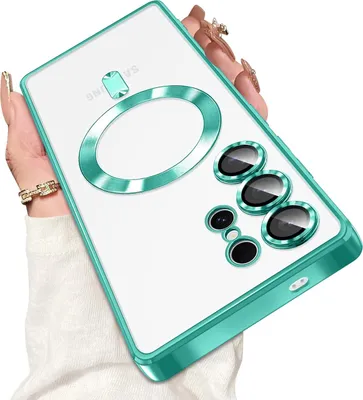 Immagine prodotto di Custodia per Samsung Galaxy S25 Ultra Magnetic Transparent Case con Magsafe e copertura per fotocamera Verde chiaro