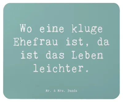 Produktbild von Mr. & Mrs. Panda Mauspad Spruch Kluge Ehefrau - Meeresbrise - Geschenk, Lebensqualität, computer mousepad, Unterstützung, mousematte, handgemacht, Mouse Pad, Freude, klug