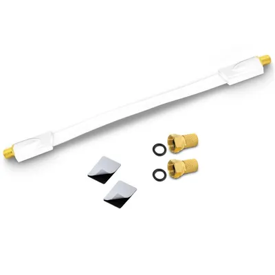 Produktbild von ARLI Fensterdurchführung Ultra Slim Weiß – Vergoldete Anschlüsse Flachkabel + 2x F-Stecker TV SAT DVB-S2 DVB-T2 für Fenster & Türen