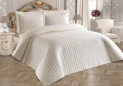 Zdjęcie produktu dla L'Essentiel Linge de Maison, Estiva - Cream, podwójny komplet narzut na łóżko, kremowy, 100% bawełny, 250 x 260 cm