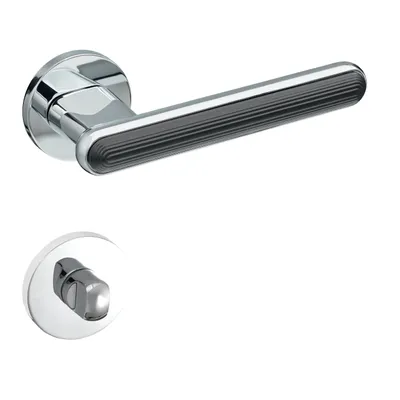 Produktbild von Gavroche Türgriffe Silber Chrom Schwarz Set WC/Bad Türklinken für Innentüren Drückergarnitur Zimmertür mit runder Rosettengarnitur aus Zink
