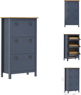 Zdjęcie produktu dla vidaXL Szafka na buty Hill Grey 72x35x124 cm lite drewno sosnowe - Stojaki i szafki na buty
