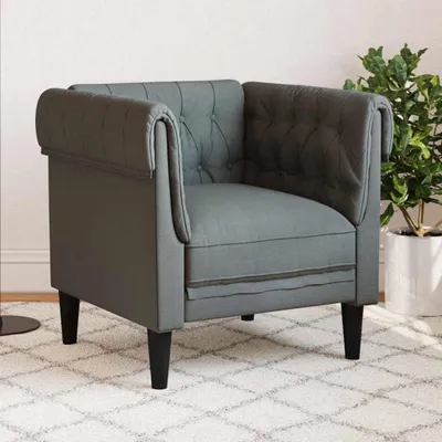 Produktbild von Chesterfield-Sessel aus dunkelgrauem Stoff, 16.4 kg