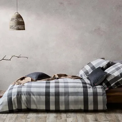 Produktbild von Fleuresse gewebte Edelflanell Bettwäsche Lech Karo grau 155x220 cm + 80x80 cm