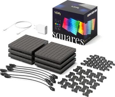 Zdjęcie produktu dla Twinkly Squares Smart LED Panels Starter Kit (6 paneli) Twinkly | Squares Smart LED Panels Starter Kit (6 paneli) | RGB - 16M+ kolorów