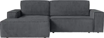 Produktbild von FEDVE Ecksofa Kokko mit Cordbezug mit Schlaffunktion, Anthrazit
