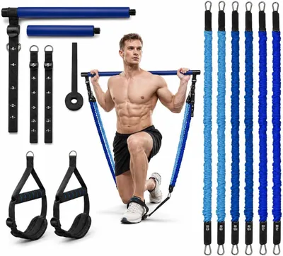 Obrázok produktu pre Pilates s odporovými gumami, sada pilates tyče pre domáce cvičenie a fitness, sada pilates tyče