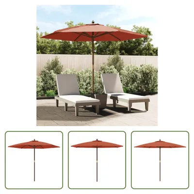Produktbild von The Living Store Sonnenschirm mit Holzmast Terrakotta 299x240 cm