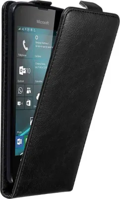 Produktbild von Cadorabo Hülle für Nokia Lumia 550 Schutz Hülle in Schwarz Flip Etui Handyhülle Case Cover