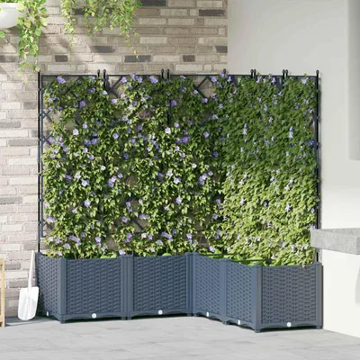 Image de vidaXL Jardin - Jardinières, lot de 5, gris, 120 x 120 x 143 cm, PP