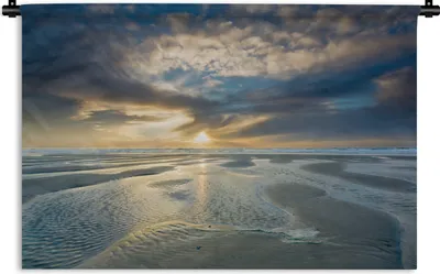 Produktbild von MuchoWow® Wandteppich Wandbehang Meer - Wolken - Grau 60x40 cm Tapisserie Dekoration Wandtuch - Wanddekorationen