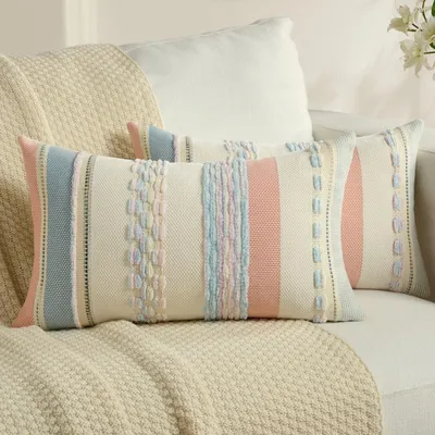 Productafbeelding van Set van 2 Chenille Kussenhoezen 30x50cm Roze