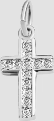 Produktbild von 925/- Echt Silber Anhänger ohne Kette "Shirani", kleines Kreuz mit Zirkoniabesatz, 925/rhodiniert