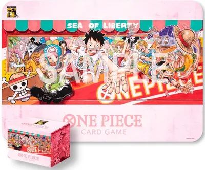 Image de Set de tapis de jeu et de boîte à cartes One Piece Card Game Édition 25e