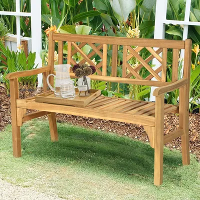 Immagine prodotto di Panca da esterno - Panca da giardino - Panca da balcone - Panchina - Panchina da parco - Pieghevole - Legno di acacia - 120 cm