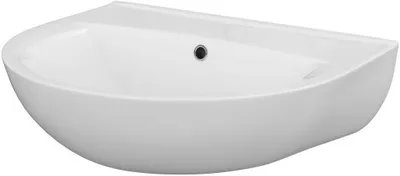 Zdjęcie produktu dla President 60 cm Umywalka Wisząca Ceramiczna Bez Otworu na Baterie, Biała, Zaokrąglona z Otworem Przelewowym