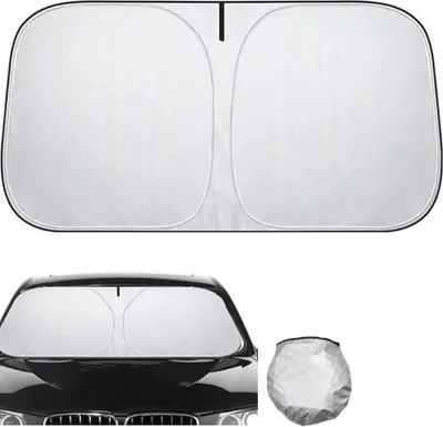Produktbild von Sonnenschutz Auto Frontscheibe, Auto Windschutzscheibe Sonnenblende, Auto Sonnenschutz Frontscheibe Innen, Sonnenblende Vorne Faltbar, Blockiert UV-Strahlen, 140x70 cm