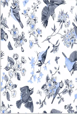 Produktbild von MuchoWow® Poster Blumen - Vogel - Blau 20x30 cm - Papierdruck