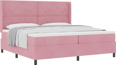 Productafbeelding van Boxspringbed met matras en hoofdeinde, roze, 200 x 200 cm, fluweel