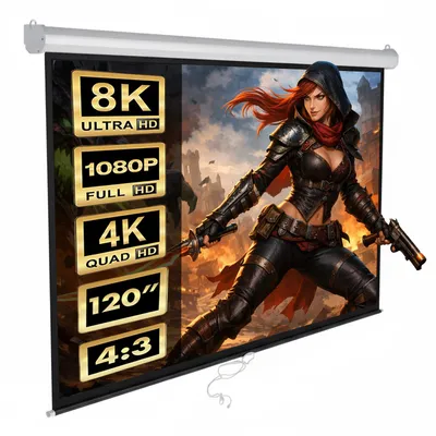 Produktbild von Heimkino Rolloleinwand 240x180cm 4:3 Rollo Beamer Leinwand LCD DLP LED 3D FullHD