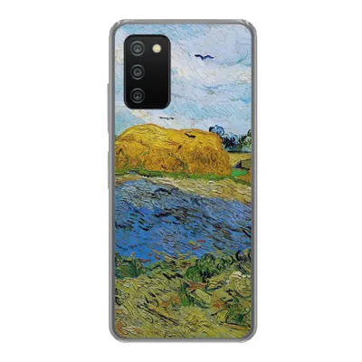 Produktbild von MuchoWow® Handyhülle Schutzhülle Hülle für Samsung Galaxy A03s Heuballen unter einem regnerischen Himmel - Vincent van Gogh Silikon Softcase Handy Hülle - Schutz