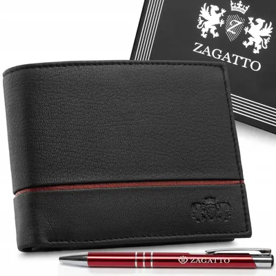 Zdjęcie produktu dla Portfel męski skórzany czarny poziomy skóra naturalna ochrona RFID ZAGATTO
