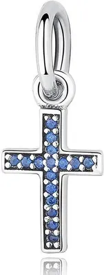 Produktbild von PANDACHARMS Blaues Kreuz Charm Anhänger, 925er Sterling Silber, passt zu Pandora